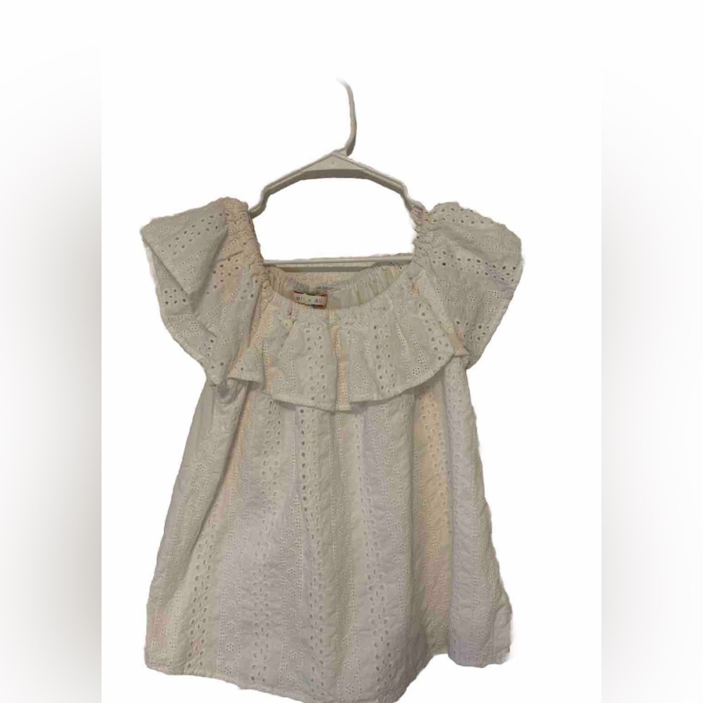 Anthropologie Eri + Ali S White Eyelet Off-The-Shoulder Top Peasant Boho Summer